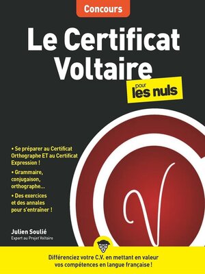 cover image of Le Certificat Voltaire pour les Nuls Concours, grand format